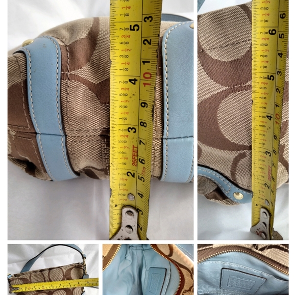 COACH Blue/Brown signature Vintage Handbag - Picture 14 of 15
